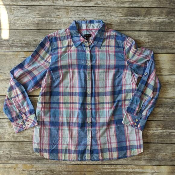 Talbot's light weight plaid button down sz L Petit - Picture 1 of 4